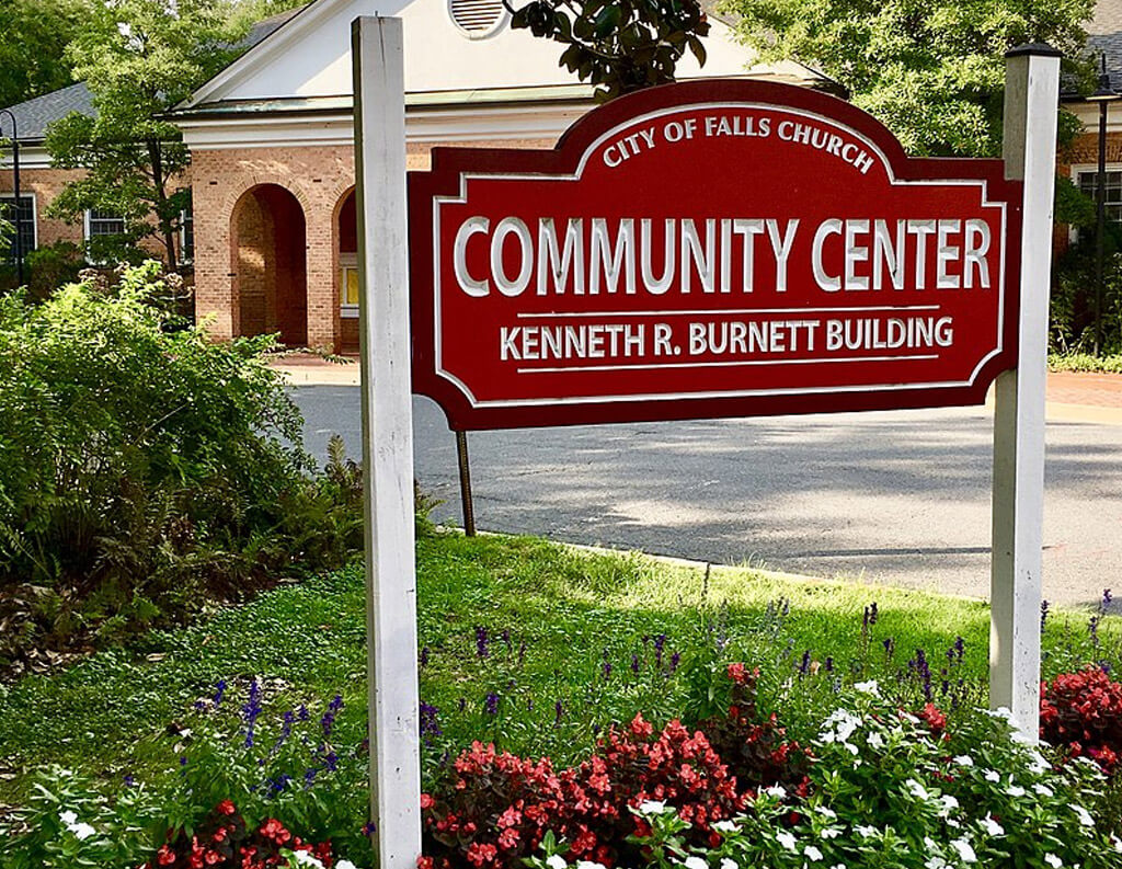 Community Center sign in Falls Church, VA