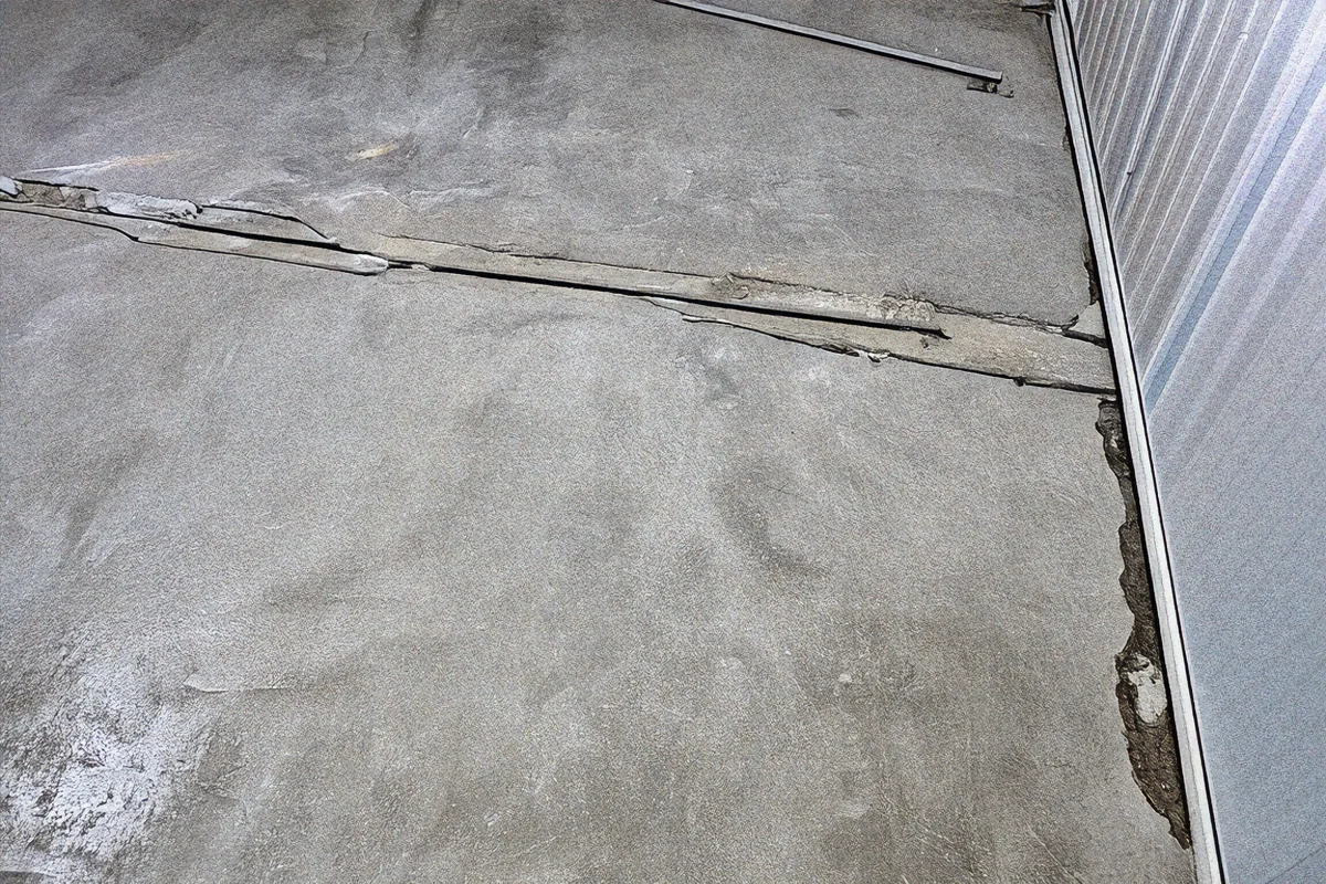 Floor cracks - basement waterproofing Huntington, VA